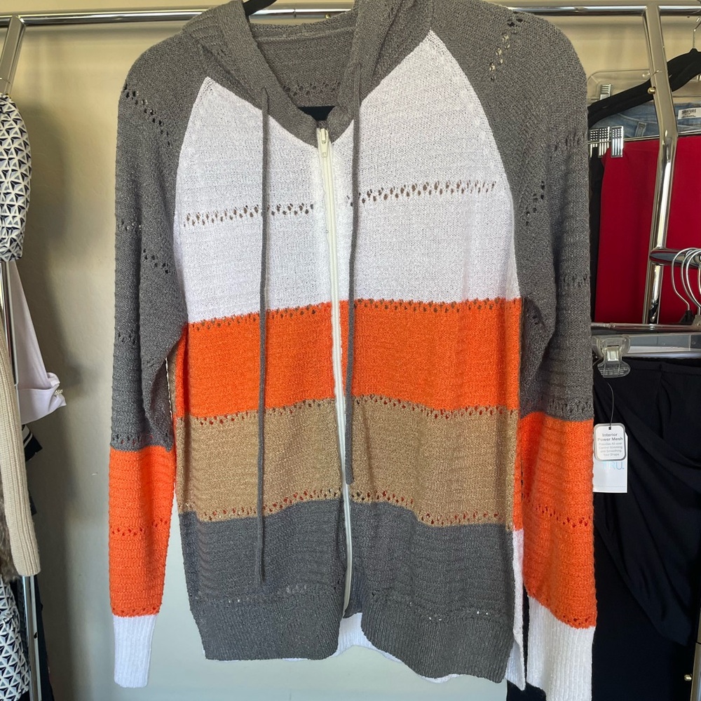 Colorblock Zip-Up Women's Sweater
